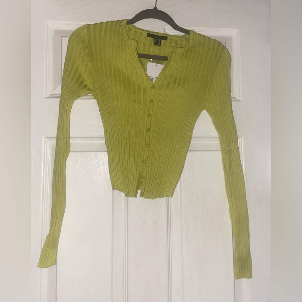 Forever 21 Chartreuse Ribbed Knit Top
